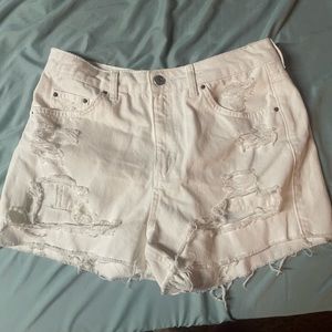 Nordstrom Topshop size 12 distressed white jean shorts. Great condition!